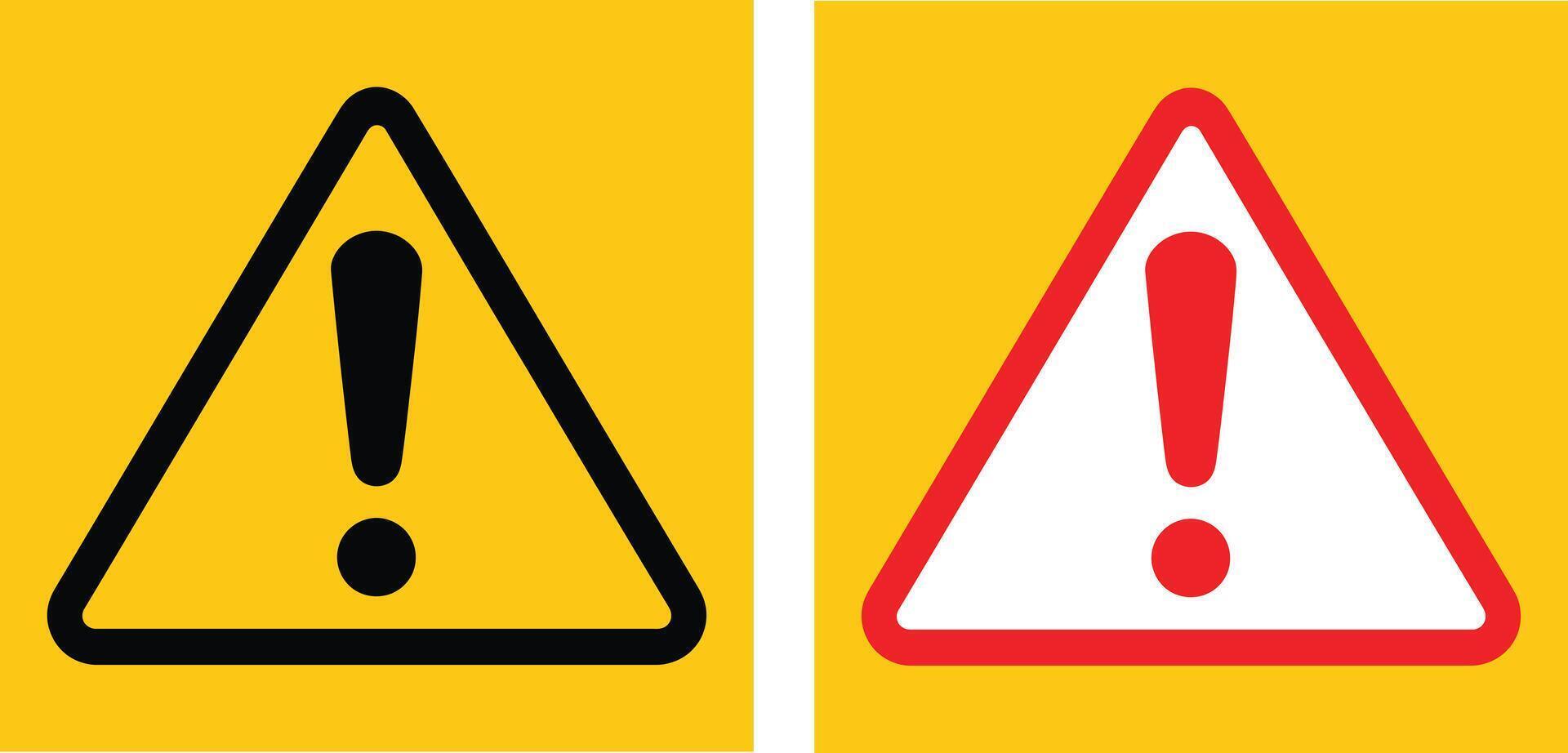 Caution sign with exclamation mark in yellow triangle, perfect for general hazard alerts, workplace safety signs, and industrial risk areas. High visibility caution warning sign used in safety vector