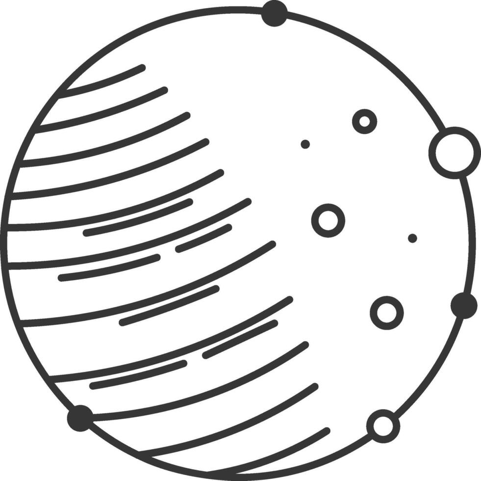 Minimalist illustration featuring a planet adorned with visible craters and an orbital path, perfectly suited for various space related projects and educational materials vector