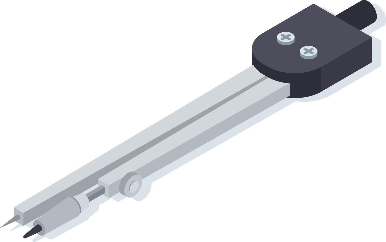 Metal compass with adjustable arms and sharp points for precise drawing, measuring, and marking on various surfaces, useful for engineers, architects, and students vector