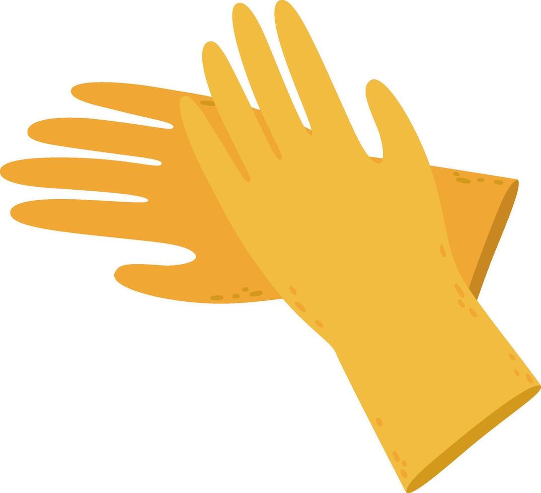 Rubber gloves clapping in celebration, symbolizing success in cleaning and sanitizing. Representing hygiene and the satisfaction of completing household chores with pride vector