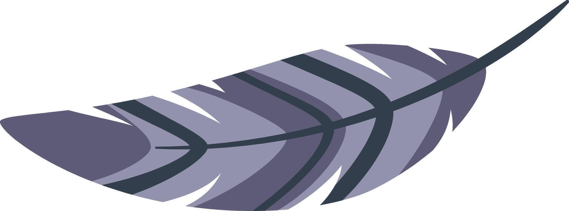 Floating gracefully in the air, a light purple feather adorned with dark purple stripes embodies qualities of lightness, softness, and freedom, evoking a sense of serenity and inspiration vector