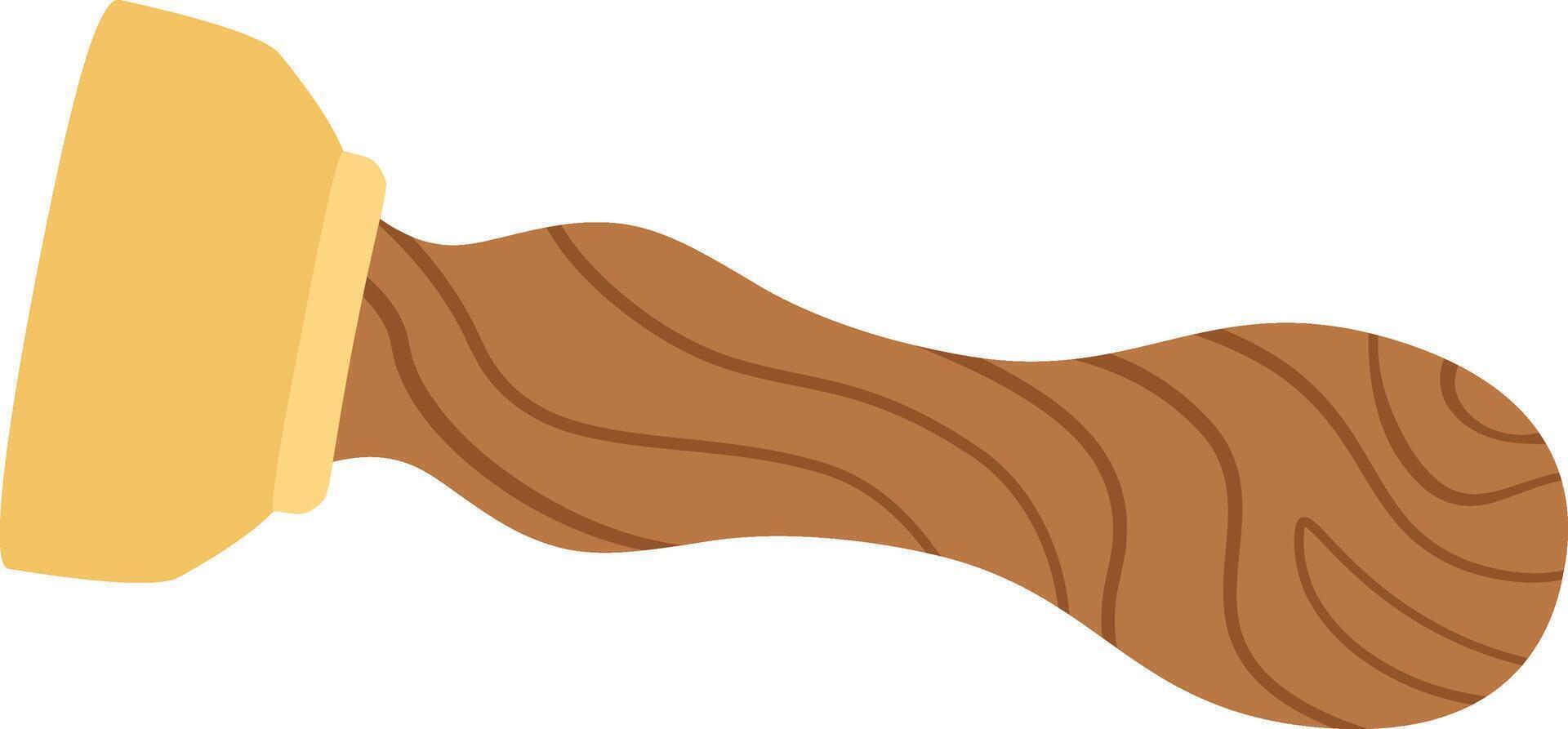 Coffee tamper with wooden handle and metallic pressing surface, used for compressing ground coffee in portafilter, preparing espresso, side view vector