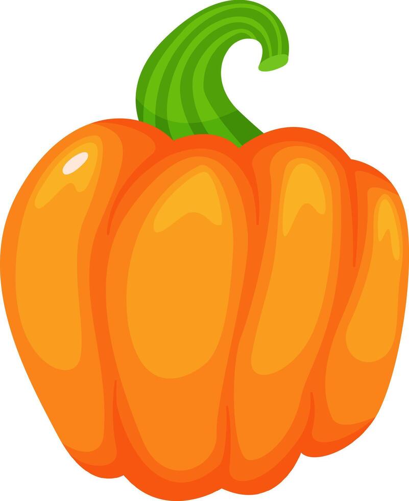 Vibrant orange pumpkin with a distinctive green curved stem represents the essence of autumn harvest, symbolizing abundance and the spirit of fall festivities vector
