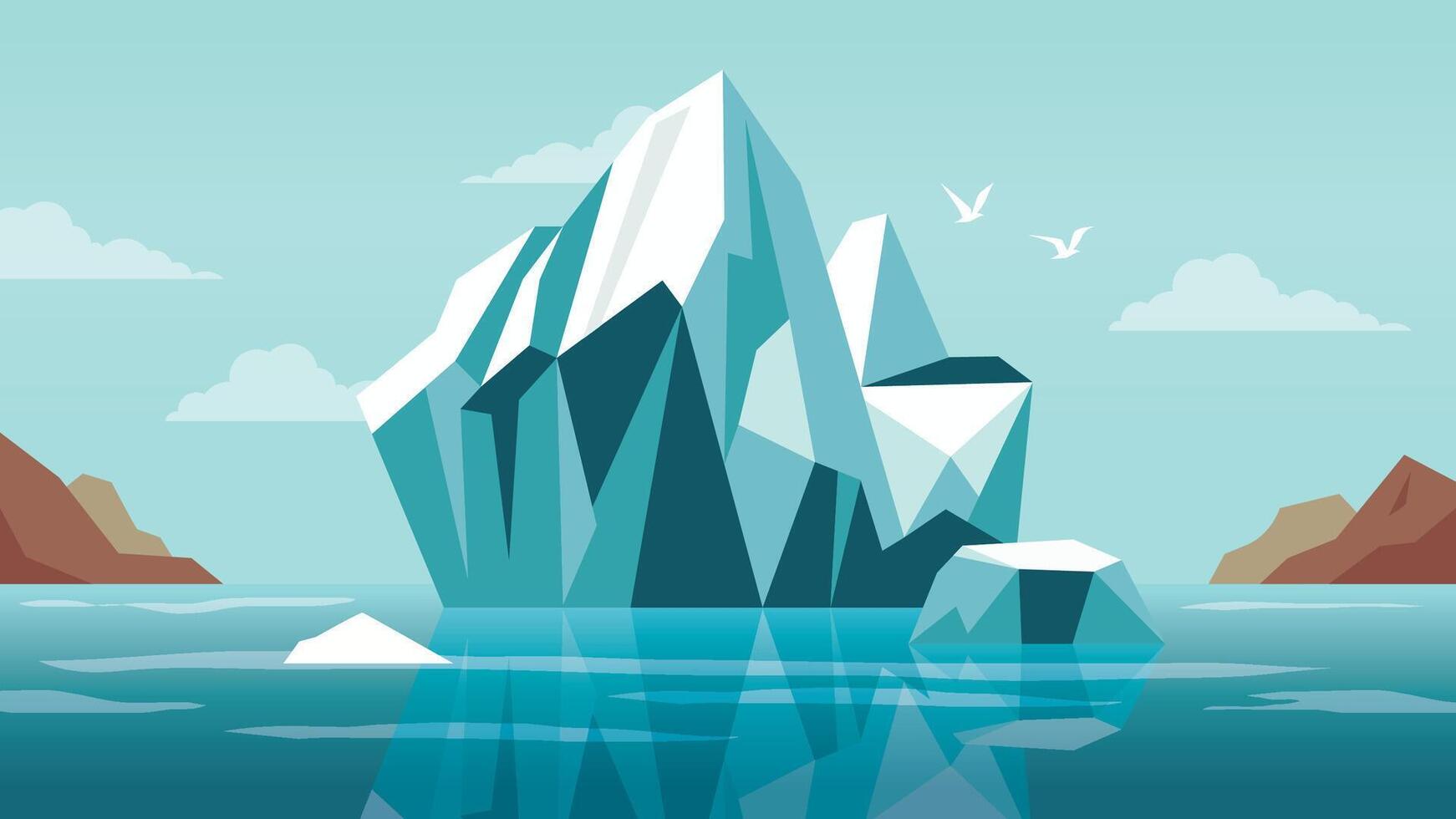 Iceberg Ice Mountain Nature Scenery Landscape Floating on Blue Ocean in the North Pole vector