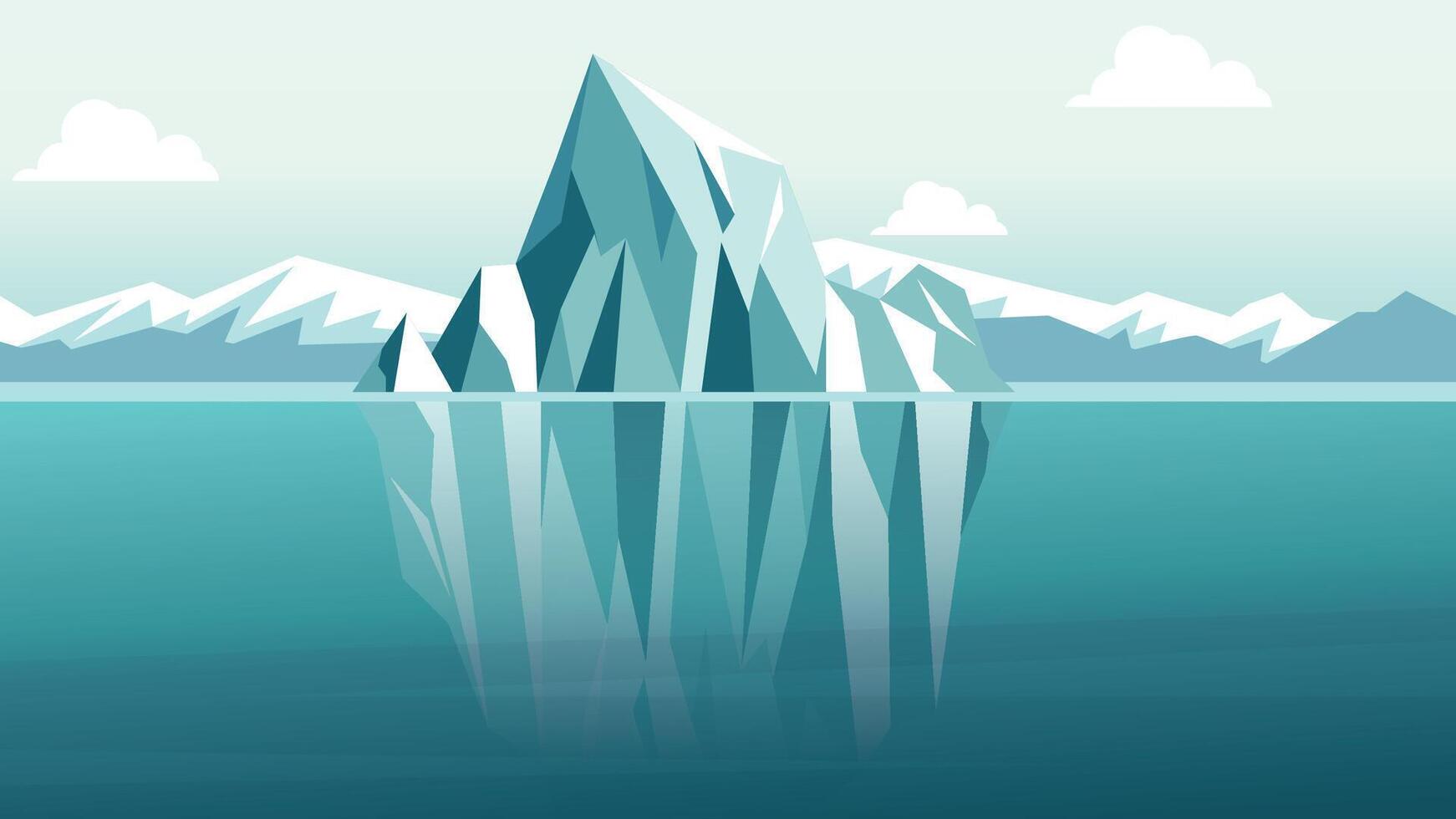 Iceberg Ice Mountain Nature Landscape Travel Floating on Blue Ocean in the North Pole in Bright Sky vector