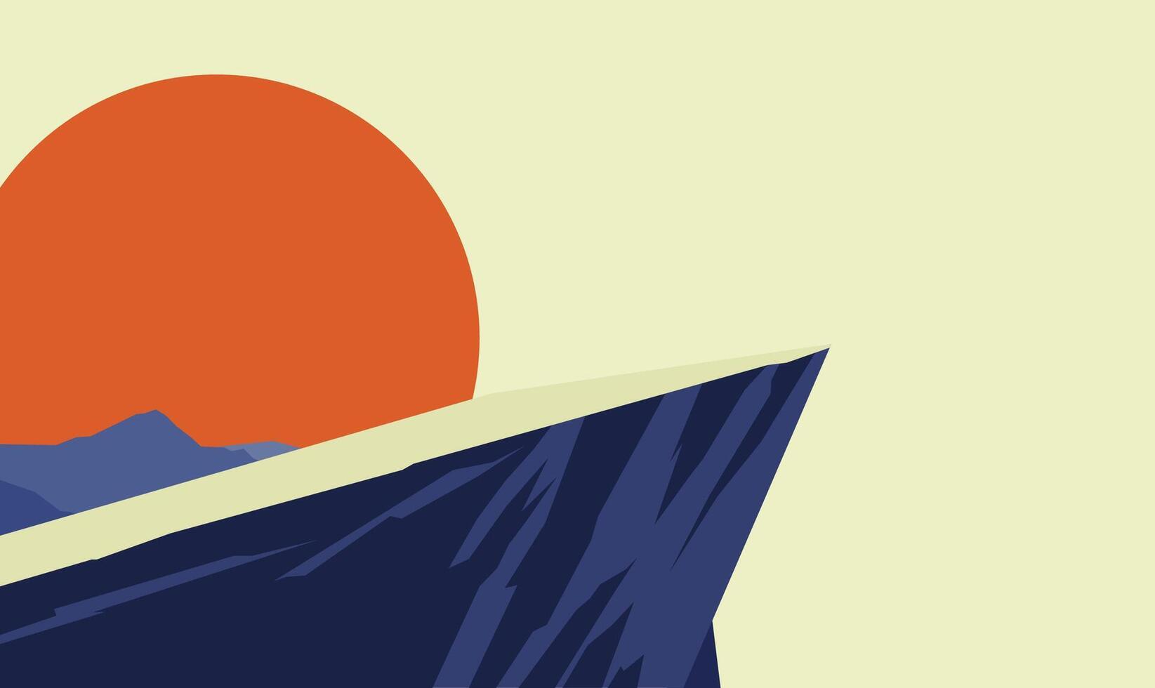 Rocky Cliff Top Nature Landscape Explore with Sun at Sunset Sunrise Sky vector
