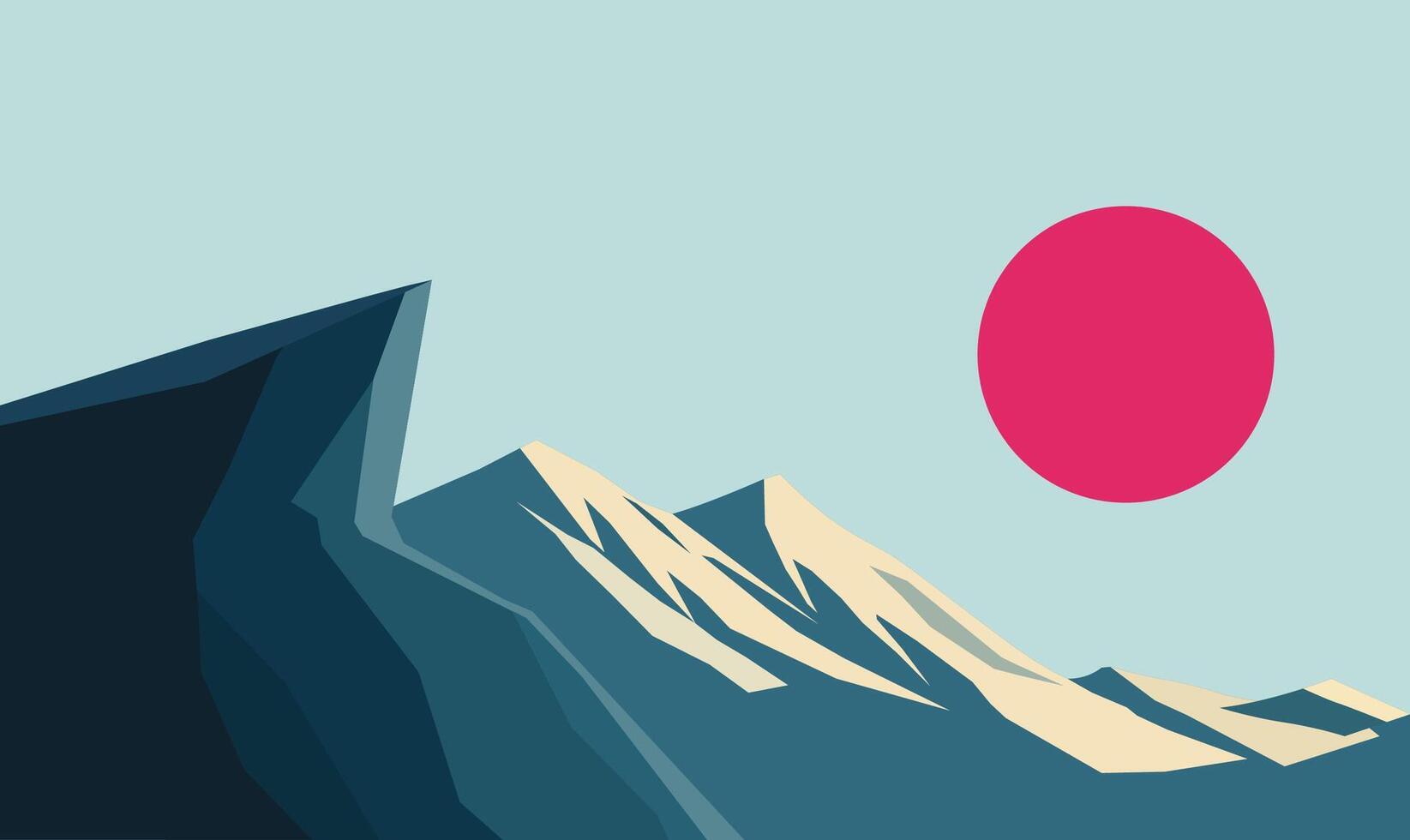 Rocky Cliff Mountain Peak Nature Landscape Adventure with Sun in Bright Sky vector