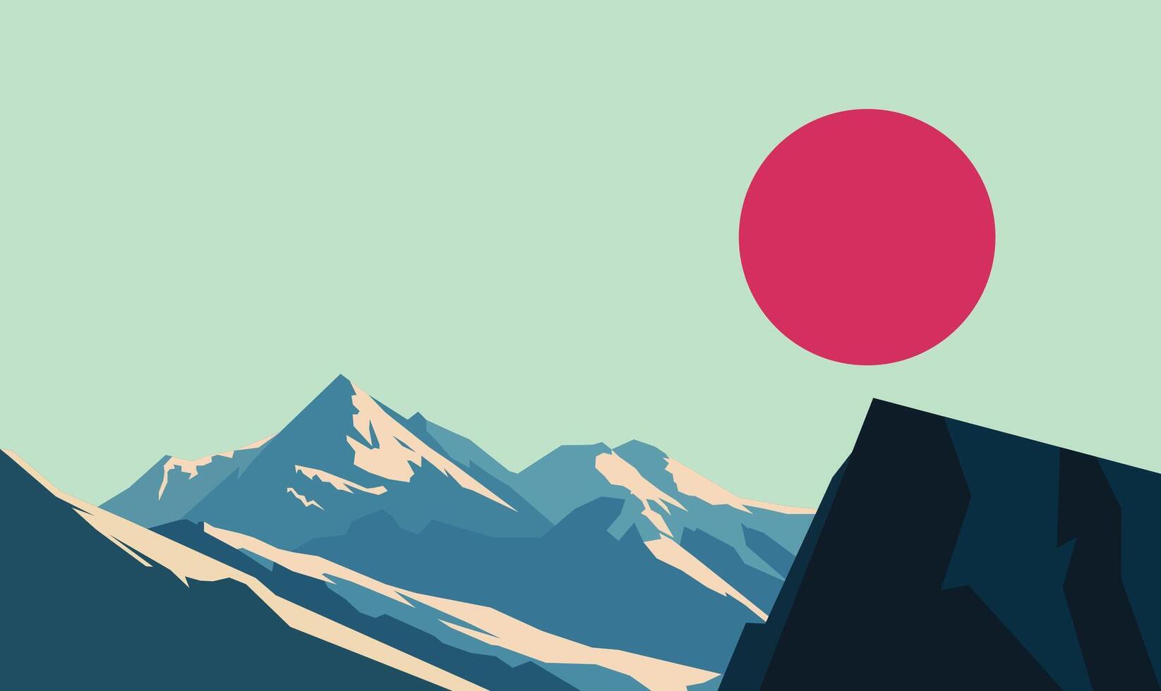 Beautiful Rocky Cliff Mountain Peak Nature Landscape Adventure with Sun in Bright Sky vector