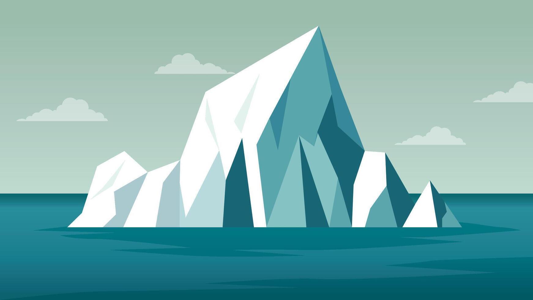 Iceberg Ice Mountain Nature Panorama Landscape Floating on Blue Ocean in the North Pole vector