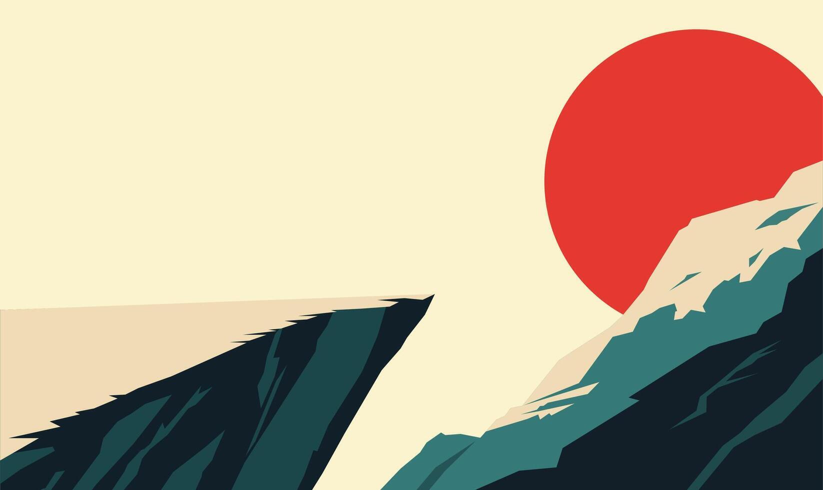 Rocky Cliff Top Nature Scenery Landscape Adventure with Sun at Sunset Sunrise Sky vector