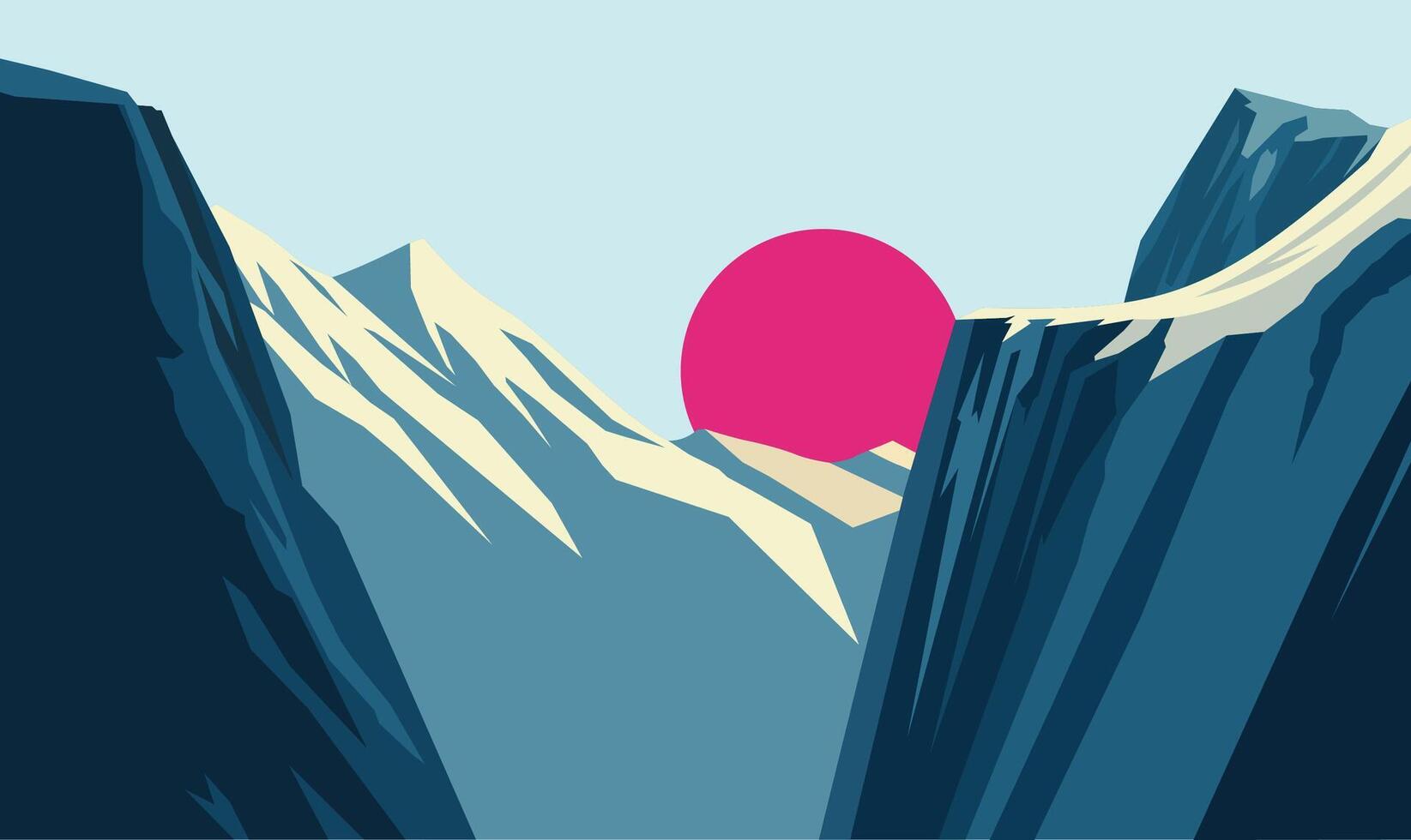 Beautiful Rocky Cliff Mountain Top Nature Landscape Adventure with Sun in Bright Sky vector