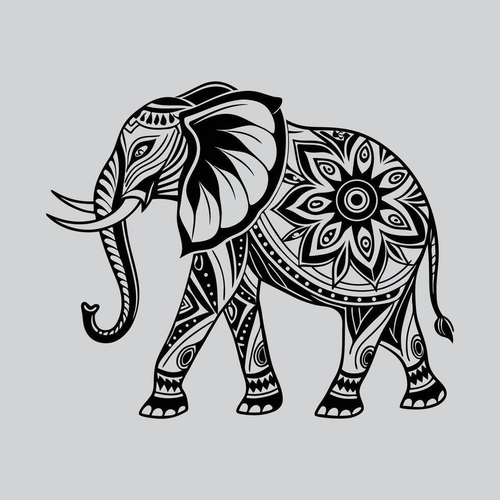 Sharp Line Elephant Tattoo Design vector
