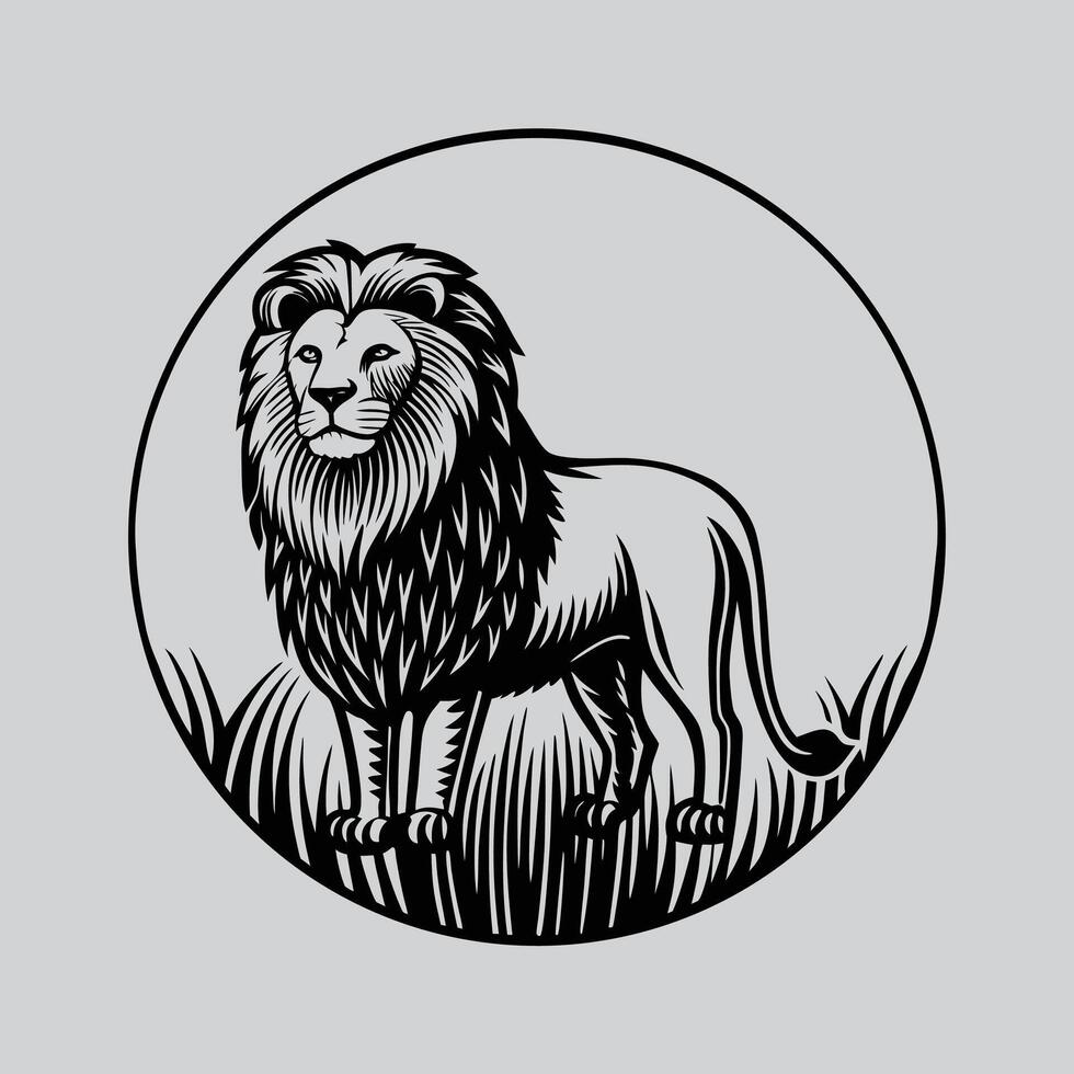 Powerful Lion Circle Graphic vector