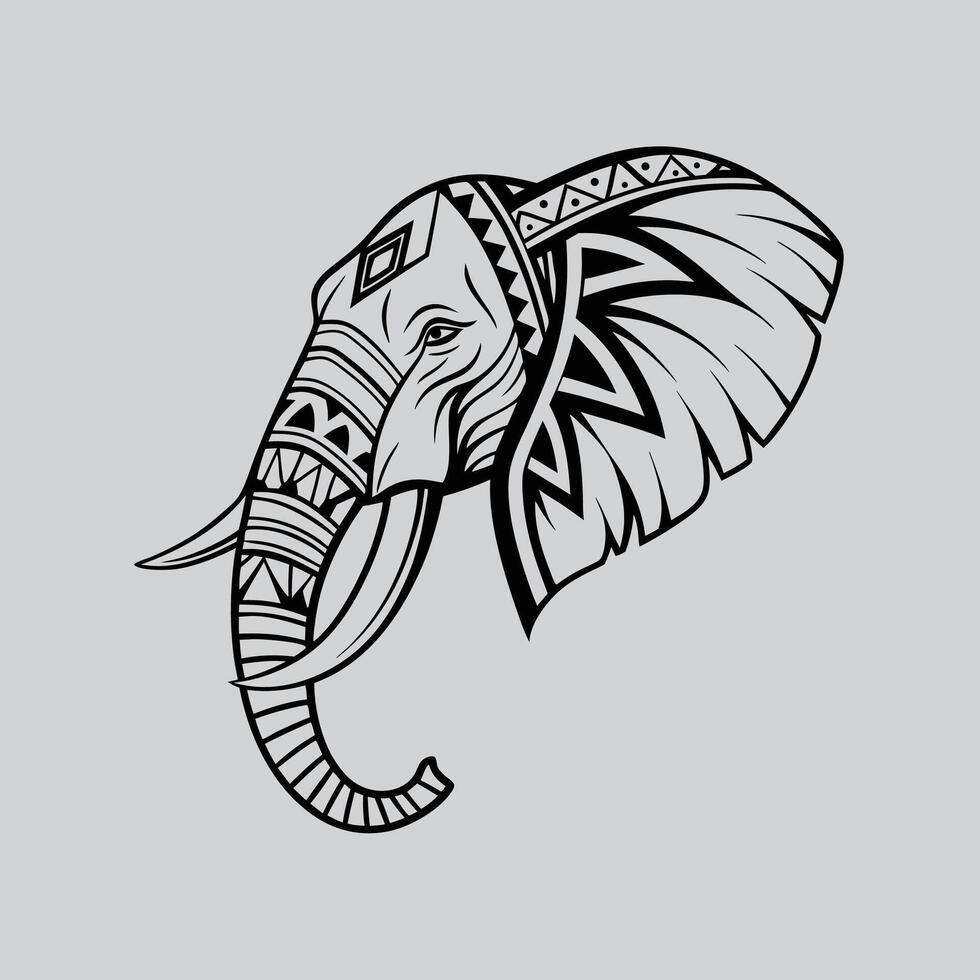 Artistic Elephant Head Design vector