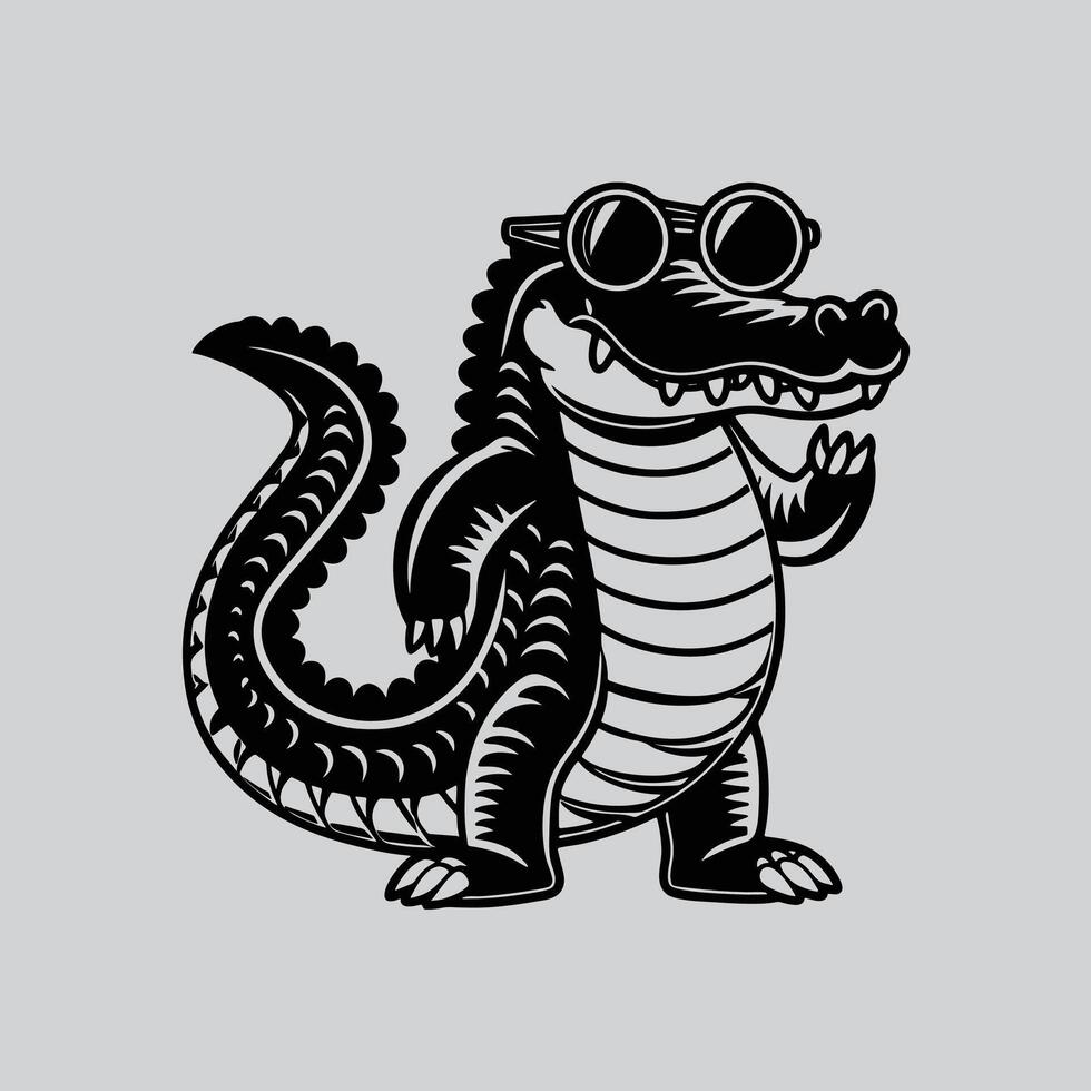 Realistic Crocodile Drawing Precision and Depth vector