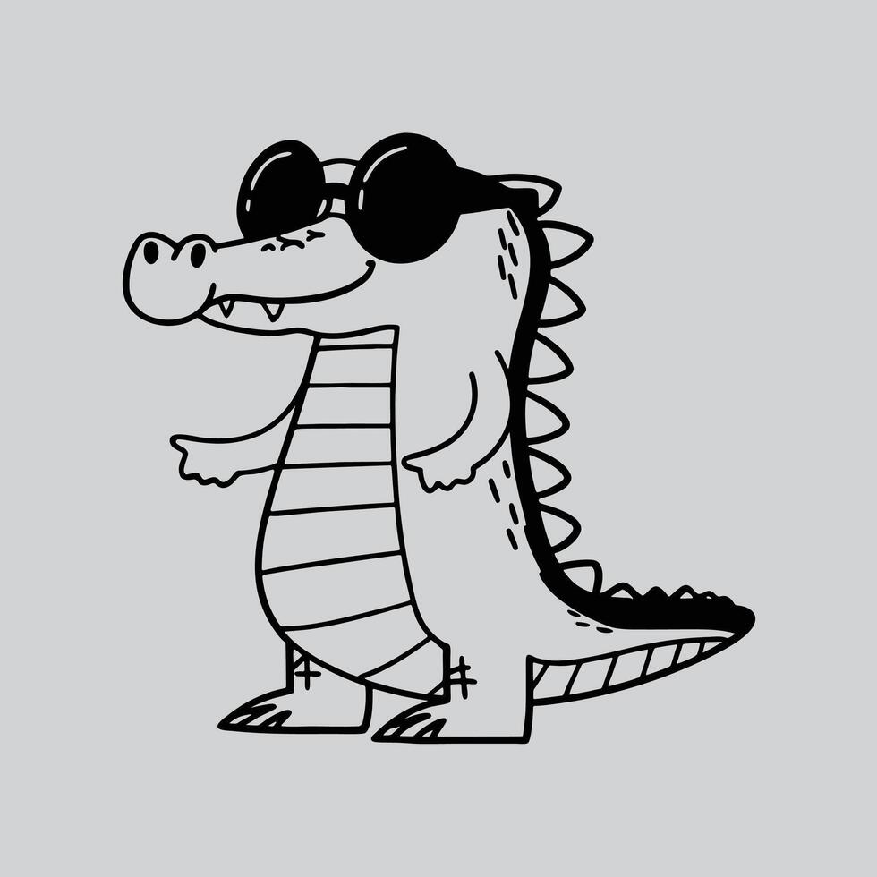 Crocodile Fantasy Black and White Concept vector