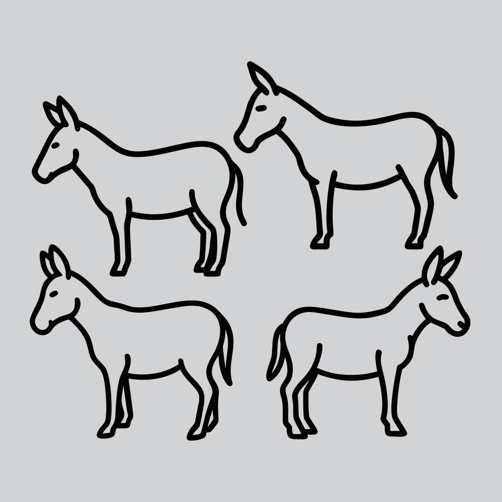Donkey line draw Illustration vector