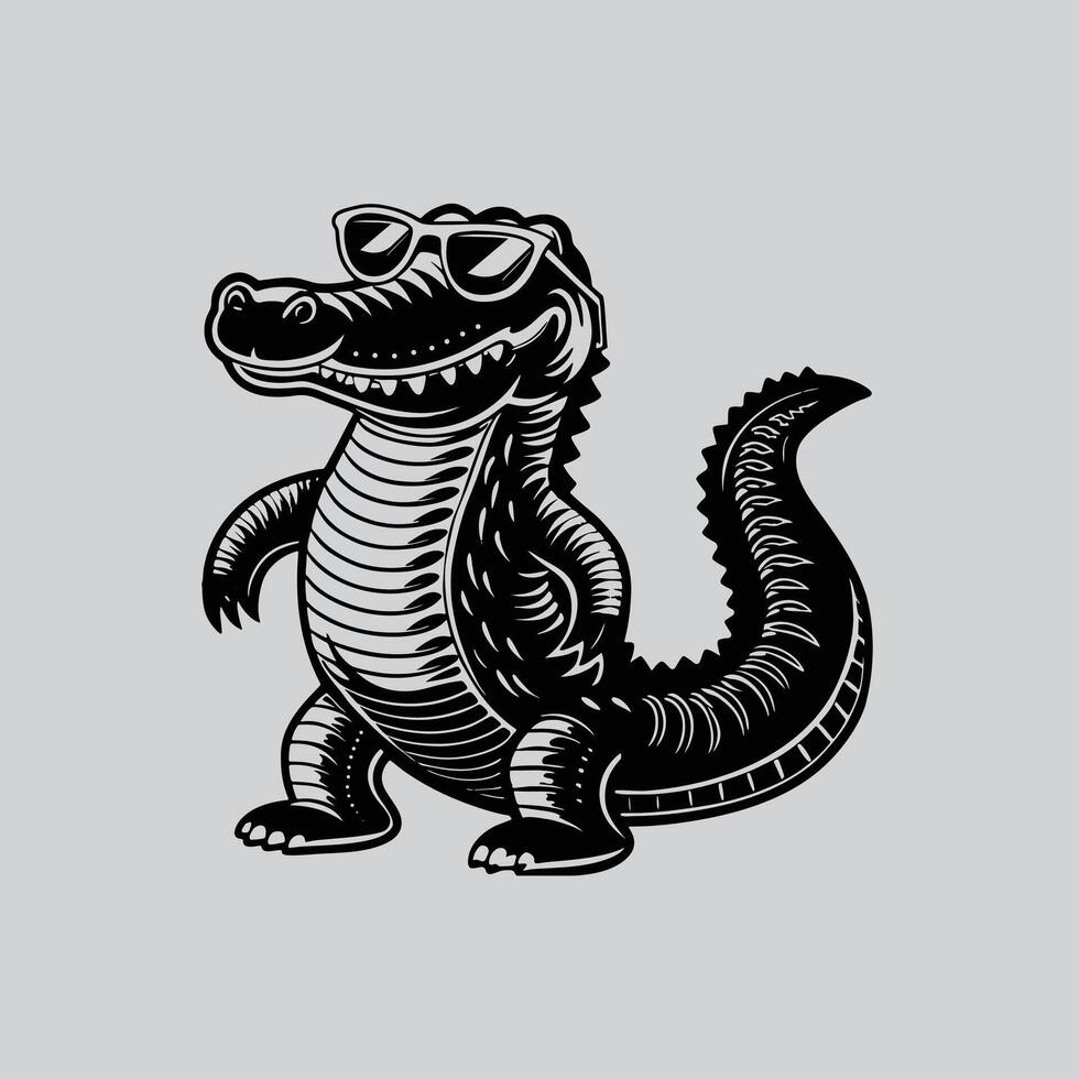 Majestic Crocodile Art An Ink-Based Masterpiece vector