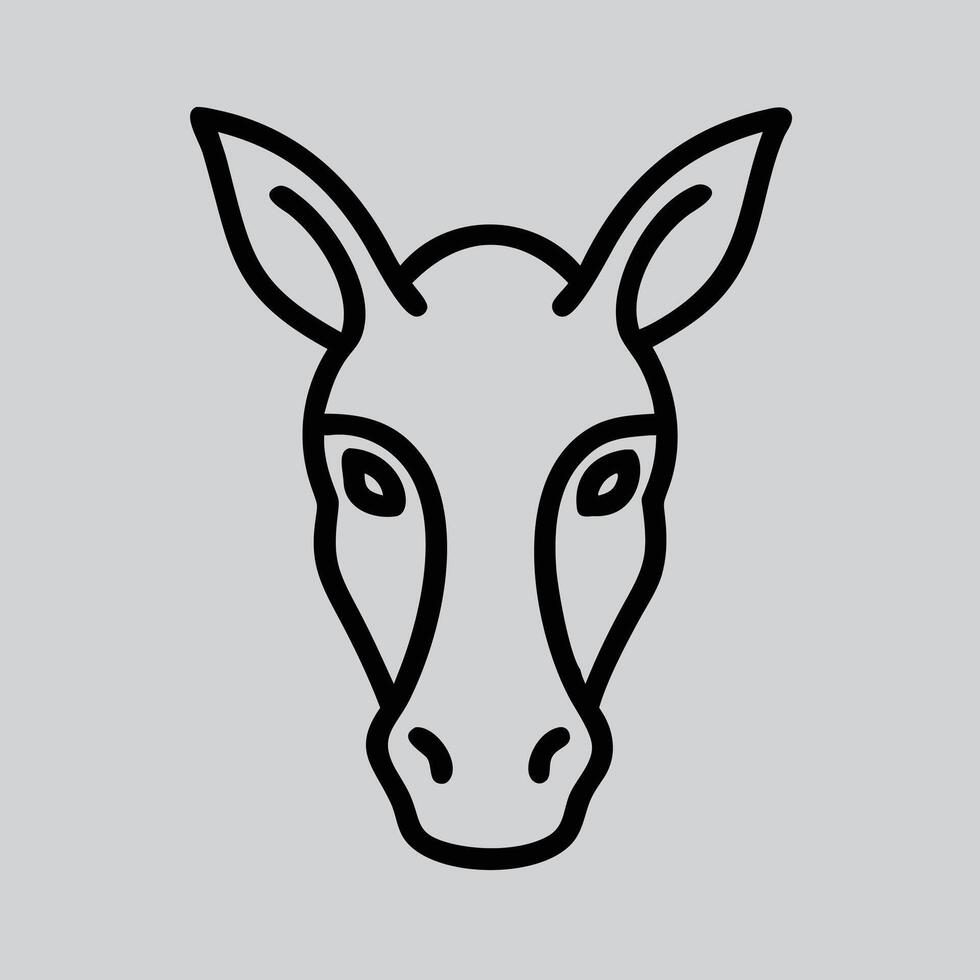 donkey head front elevation vector