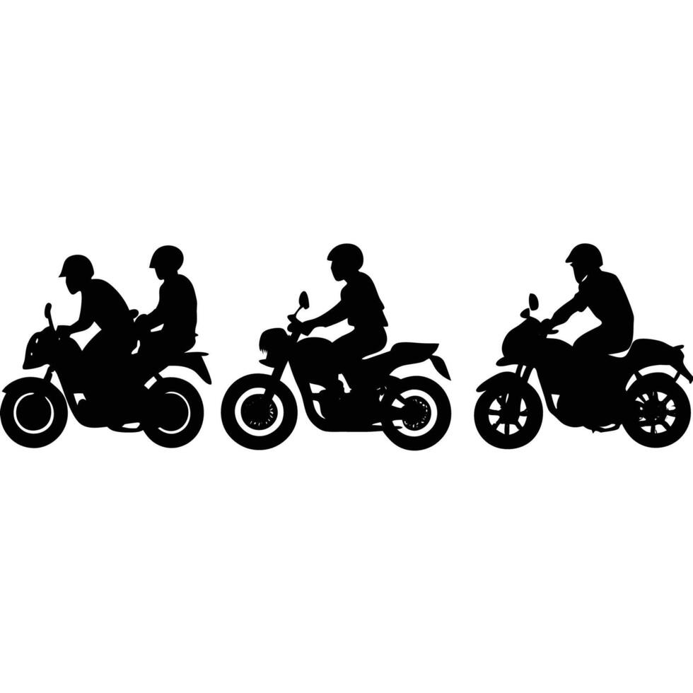 Adrenaline Pumping Silhouettes of Motorrad Enthusiasts in Motion vector