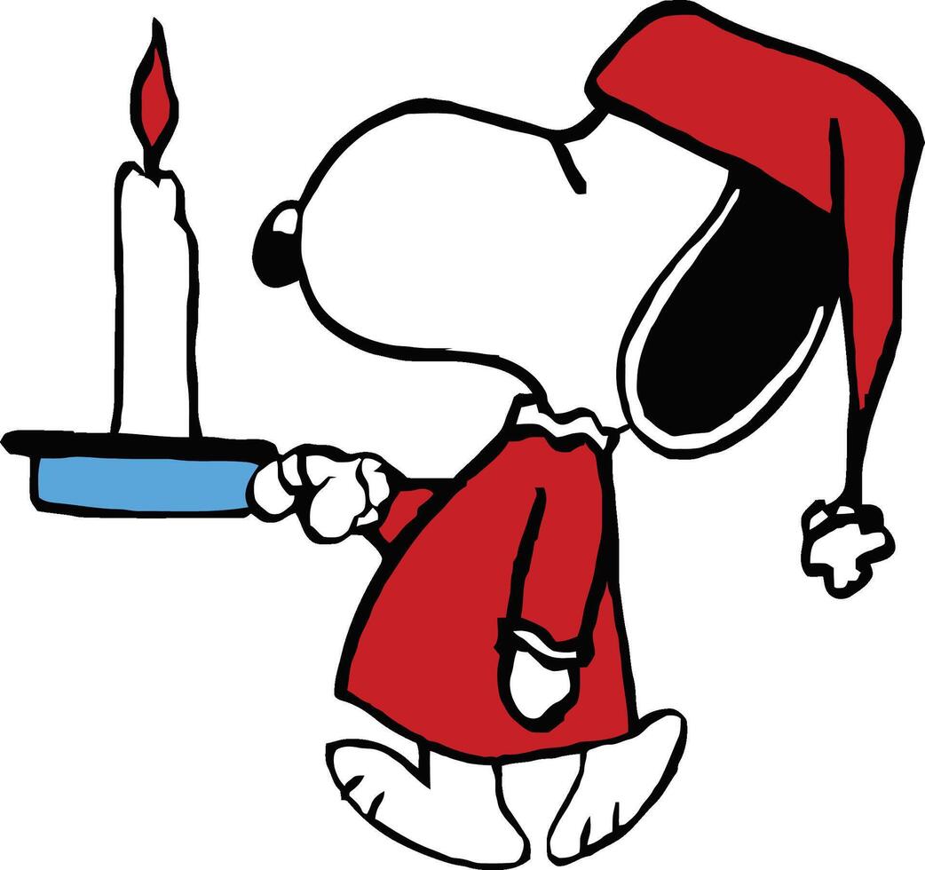 snoopy holding night candle vector