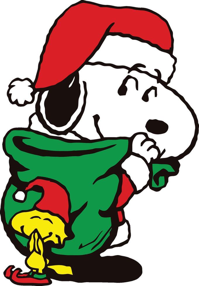 Snoopy and woodstock christmas vector