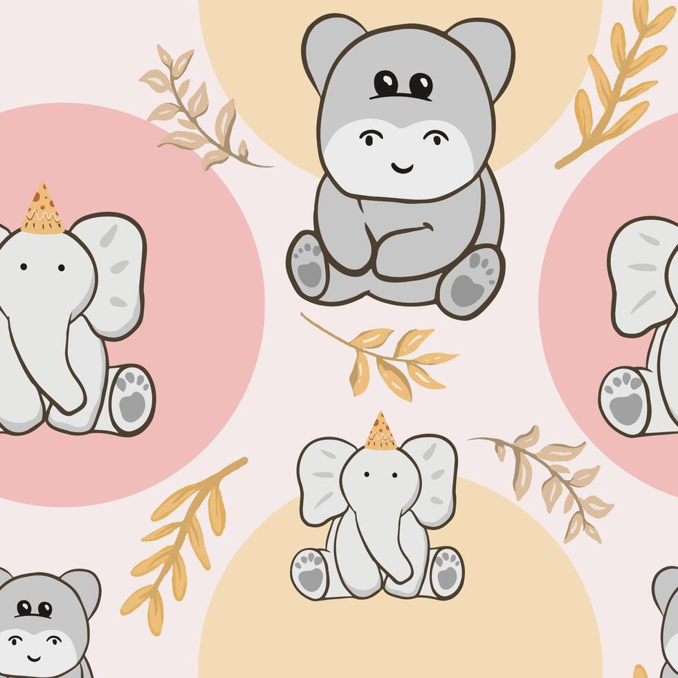 Seamless childish pattern with animals illustration for background vector