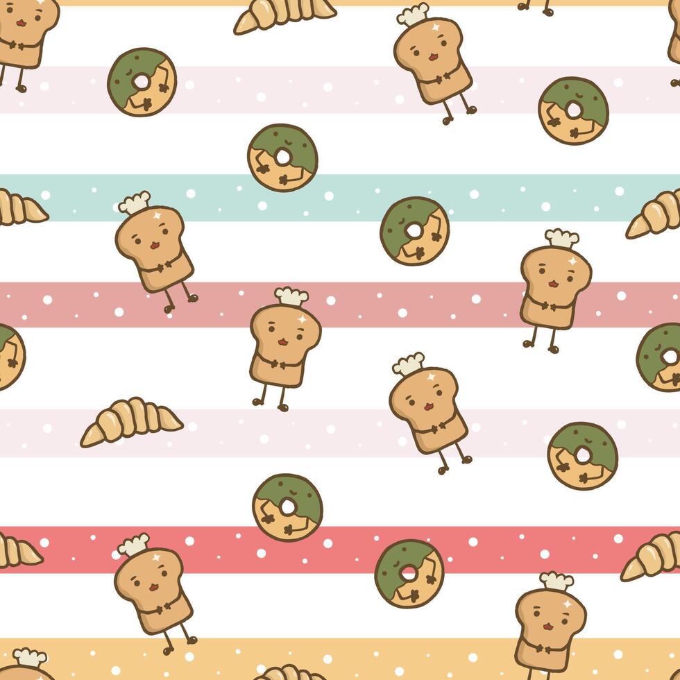 kawaii food seamless pattern for background vector