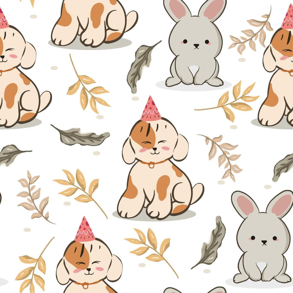 Fun animal motif in a looped background for kids vector