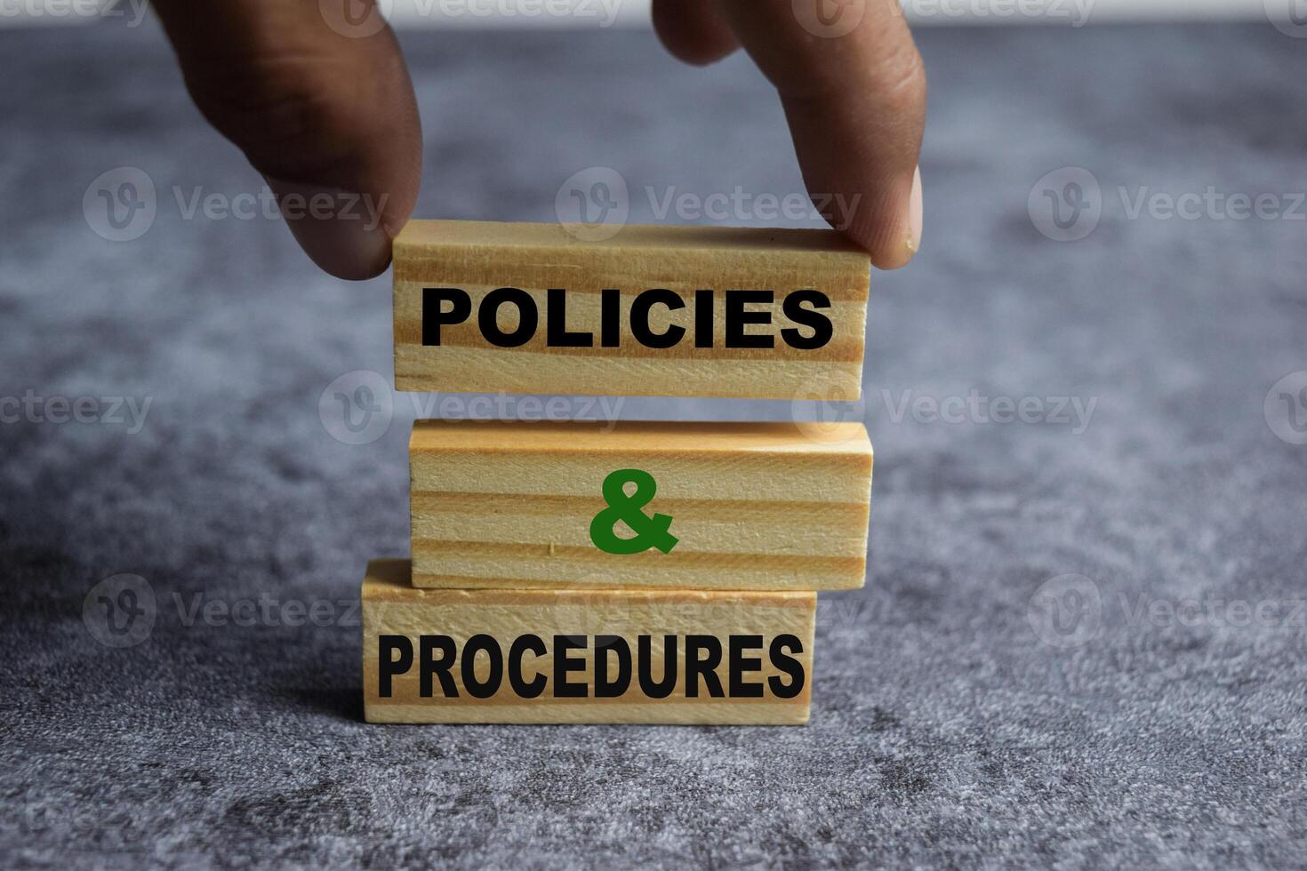 Concept of Policies and Procedures Symbol. Wooden block with words Policies and Procedures photo