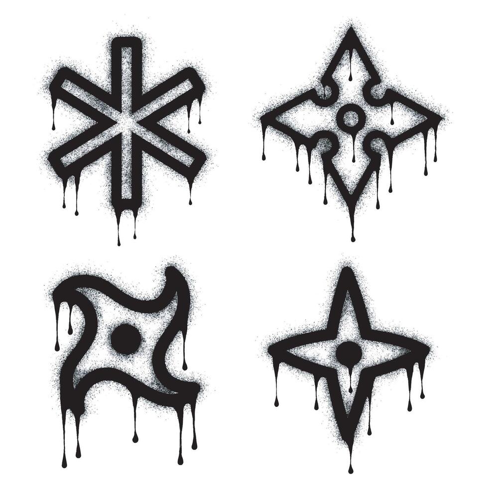 Graffiti collection spray with star symbol painted in black on white. Star symbol. isolated on white background. star illustration vector