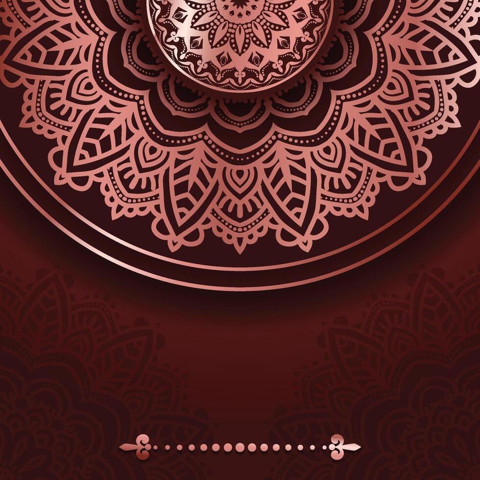 Ornament beautiful card with mandala Geometric circle element in rose gold and maroon vector