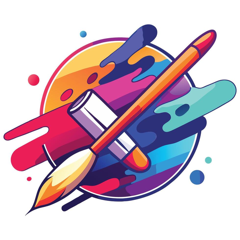 Painting gradient colorful style logo illustration vector