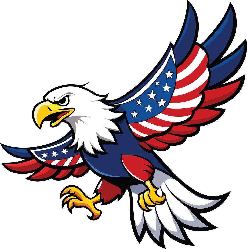 Bald Eagle with American Flag Color for Patriotic, National, or USA Branding vector