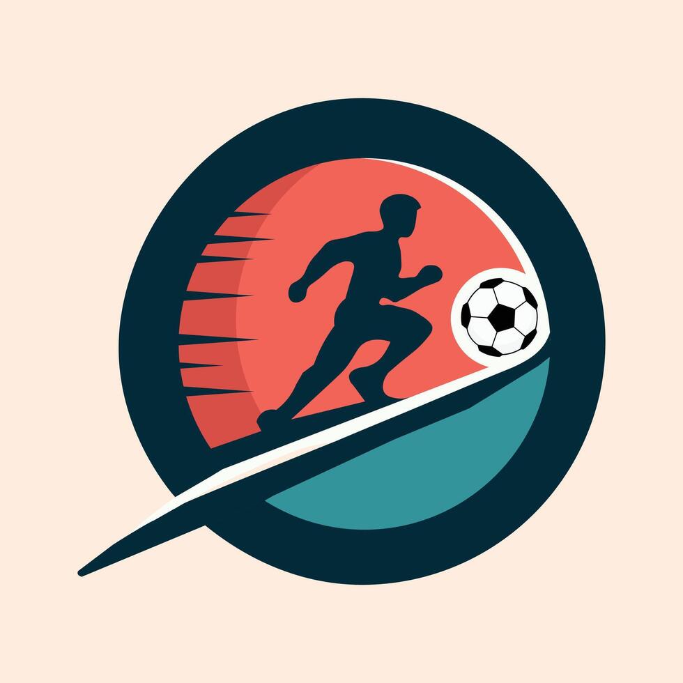 Football Player Running with Ball for Sports, Soccer, or Athletic Branding vector