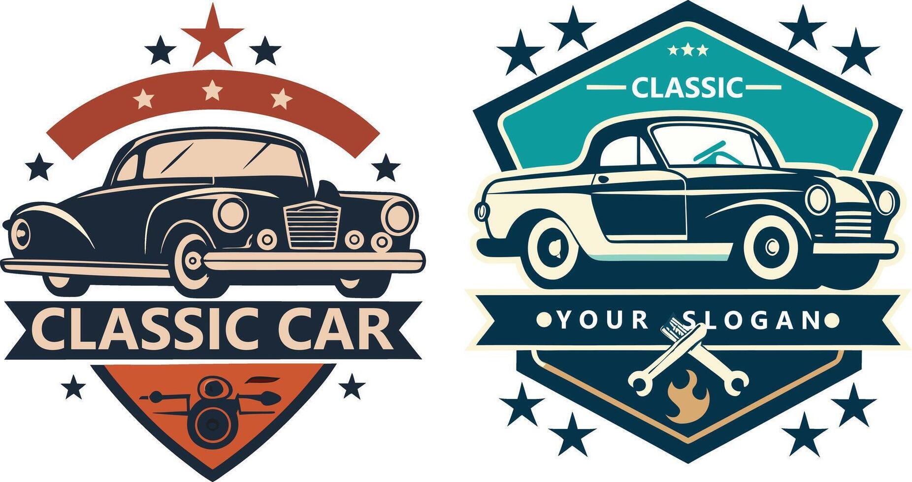 Classic Car Logo Template for Vintage or Retro Car Branding, Automotive Logo Design vector