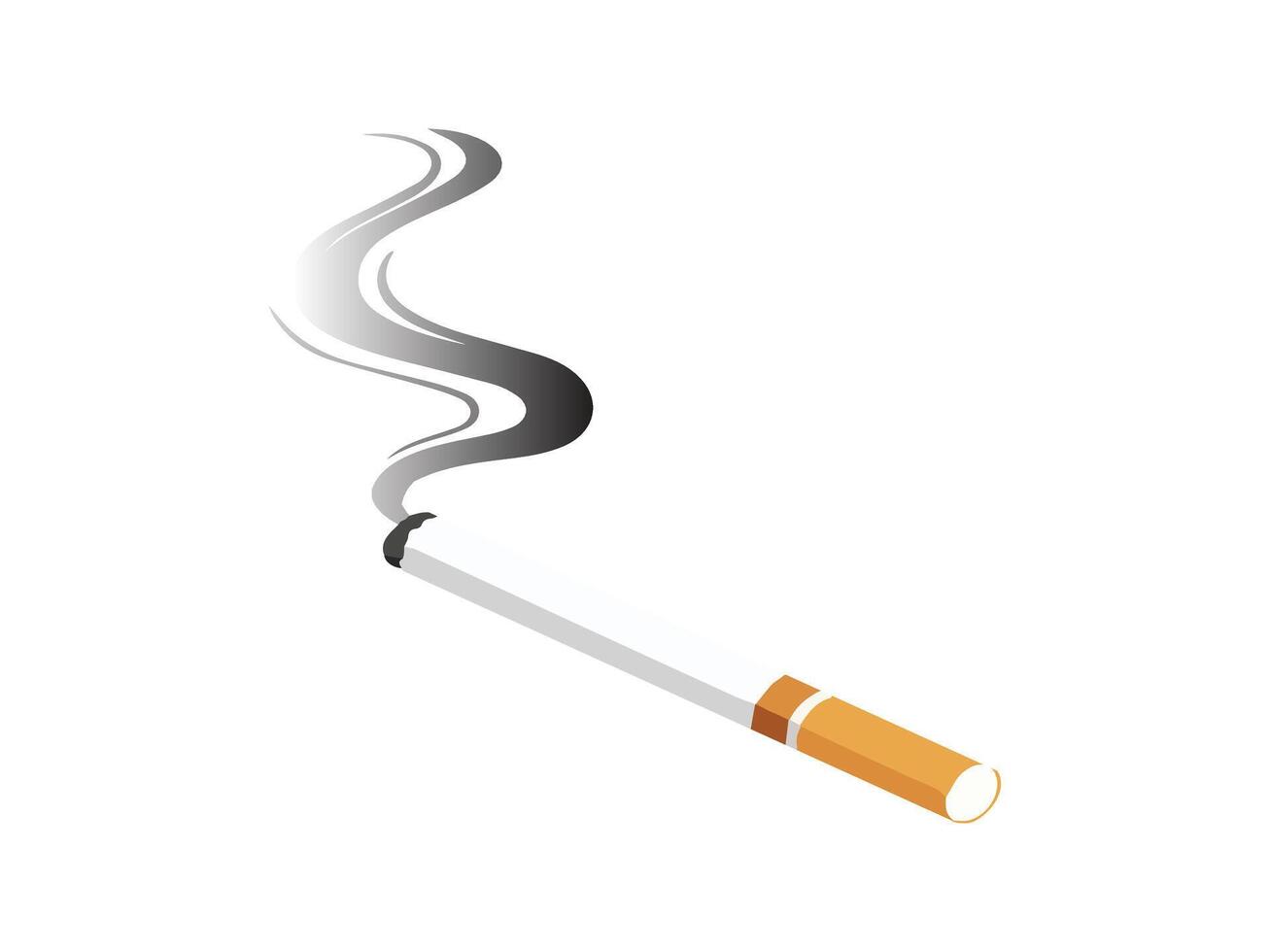 Cigarette Illustration with Smoke on White Background for No Smoking Day, Health Awareness vector