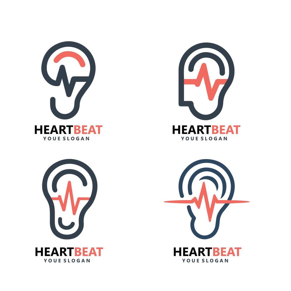 Heart Beat Pulse Logo Design for Health, Medical, Wellness, and Cardiology Branding vector