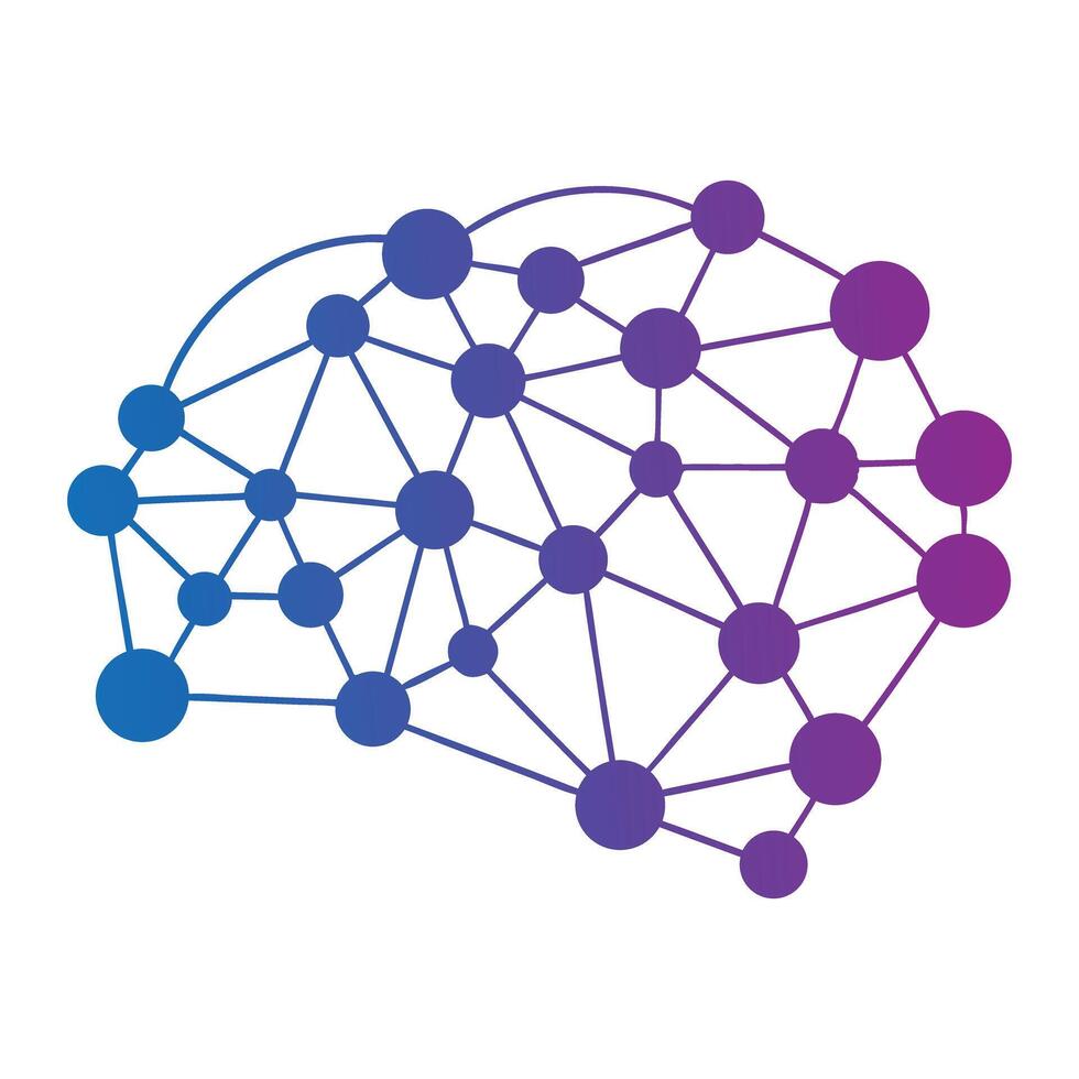 Abstract Neural Network Brain Icon AI Technology and Deep Learning Concept Design vector
