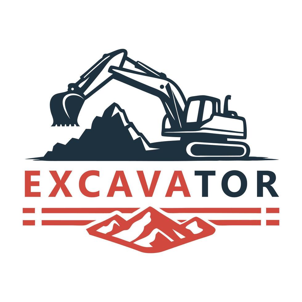 Excavator Logo with Mountain and Bold Text vector