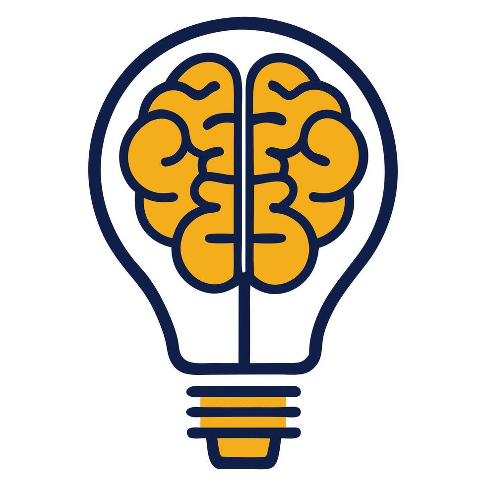 Brain Lightbulb Icon Creative Intelligence, Innovation, and Smart Thinking Symbol vector