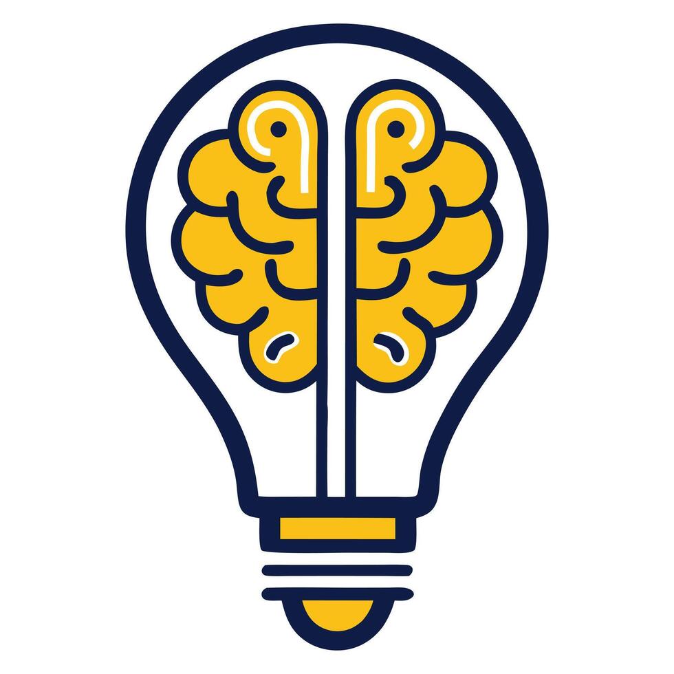 Creative Brain Light Bulb Icon Innovation, Intelligence, and Idea Concept Design vector