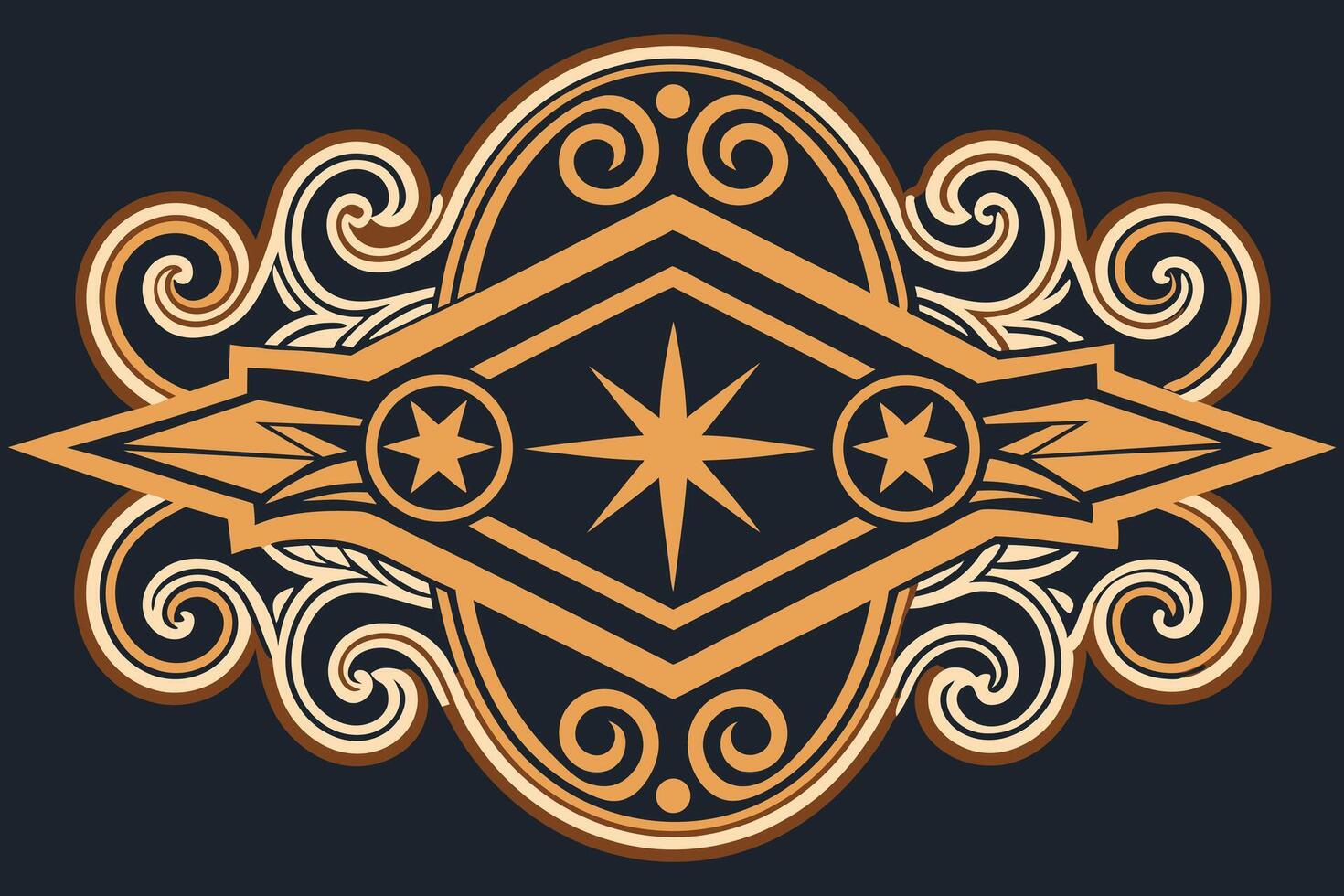 Ornate Vintage Badge Emblem Design Illustration Classic Decorative Frame for Logos, Labels, and Packaging vector