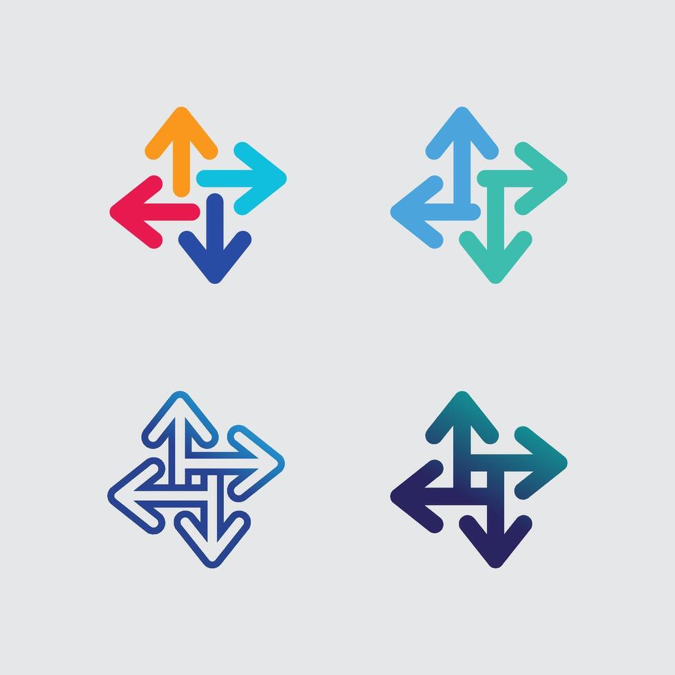 Directional Arrow Logo Set logo and icon design vector