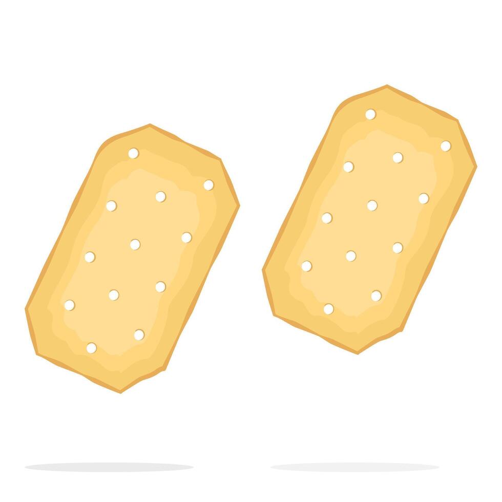 Two rectangle crackers. Illustration of food, snacks. Healthy snack. vector