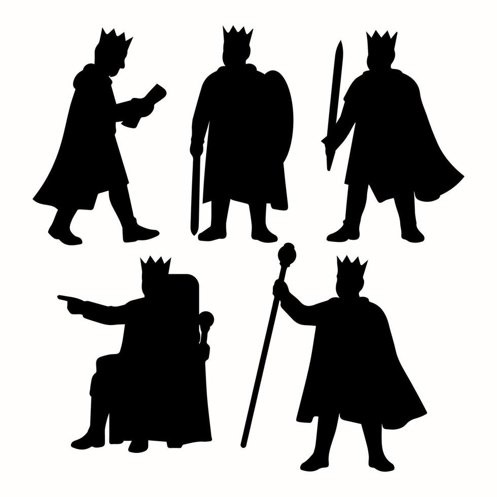 King silhouettes set, pack of silhouette design, isolated white background vector