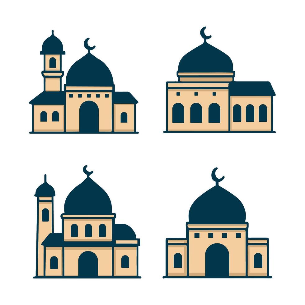 Islamic mosque. Mosque set in simple style for Islamic theme design elements vector