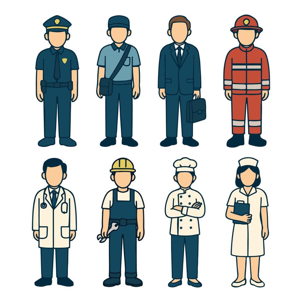 Collection of people workers of various different occupations or profession vector