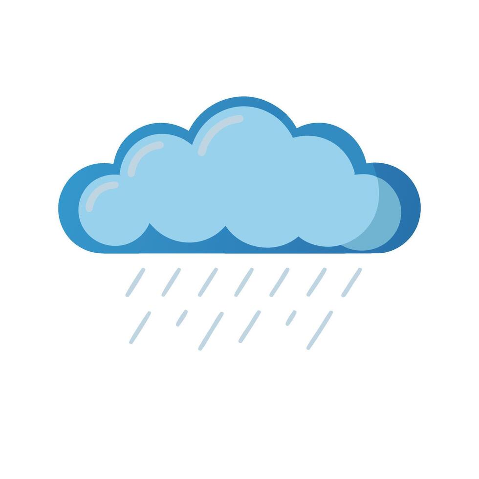 Cloud with rain flat illustration on white background. vector