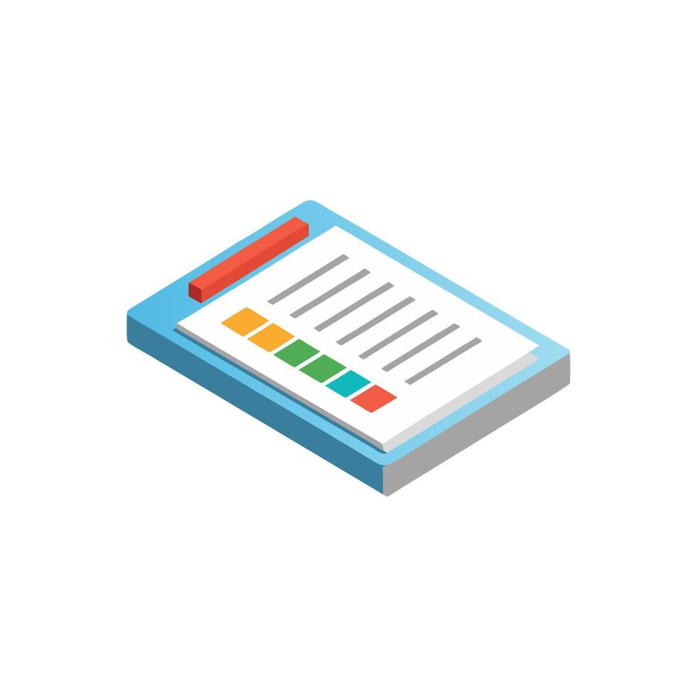 3D report paper flat illustration on white background. vector